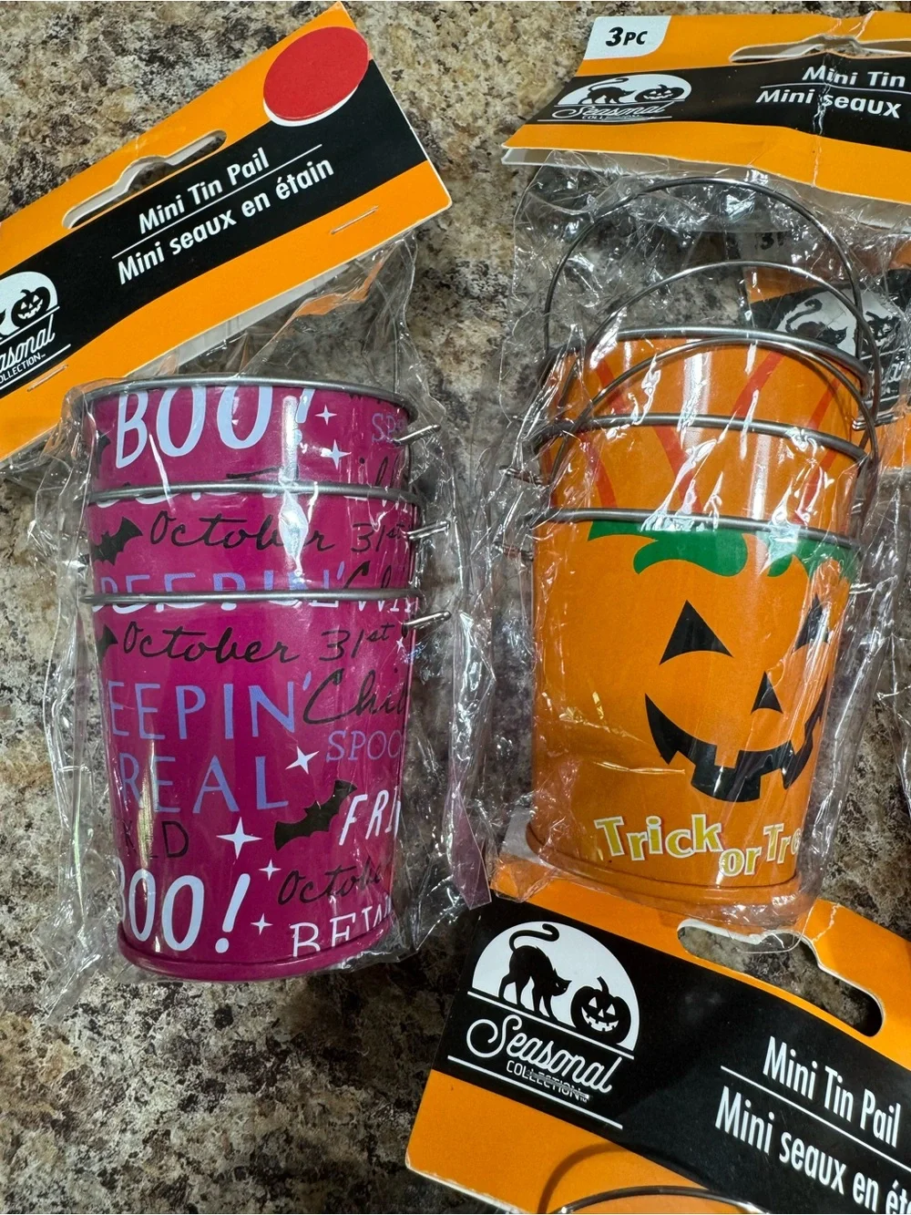 Set Assoeted Seasonal Mini Halloween Tin Pails total 18 pail’s NEW